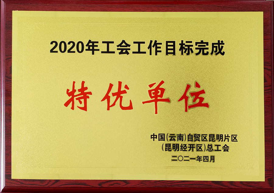 通泰公司工會(huì)榮獲2020年經(jīng)開區(qū)總工會(huì) 工作目標(biāo)完成“特優(yōu)單位”